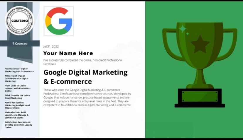 Google Digital Marketing & E-commerce Certificates